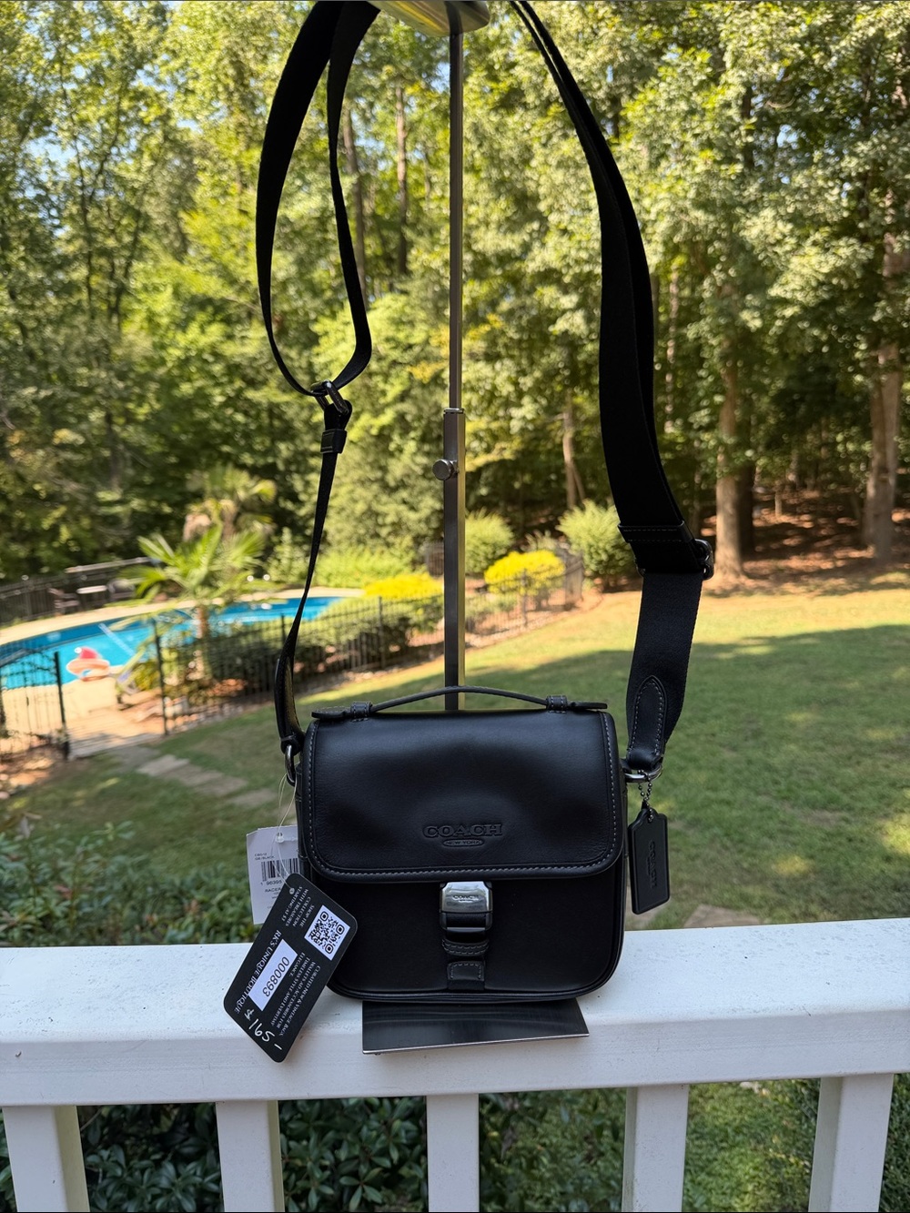 Coach Black Leather Racer Crossbody with Silver Buckle